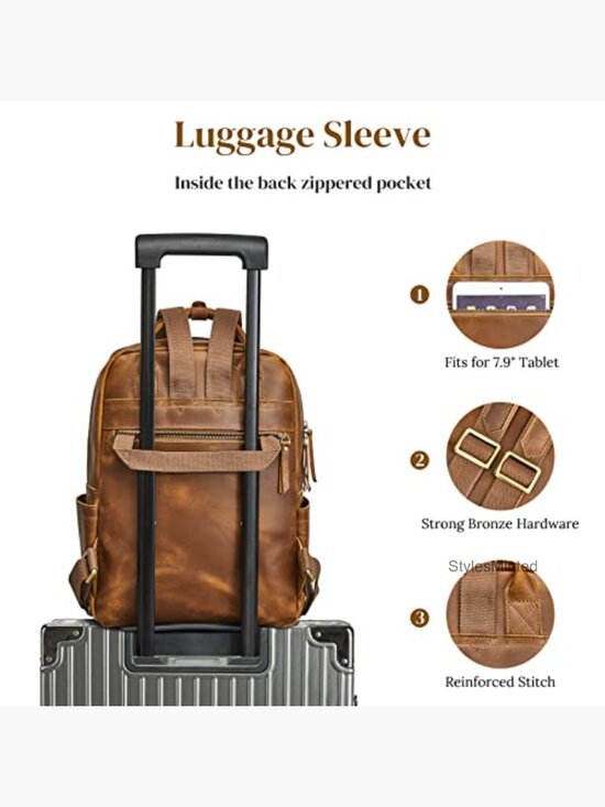 Genuine Leather Backpack w/ Laptop Compartment & Luggage Sleeve main image 5